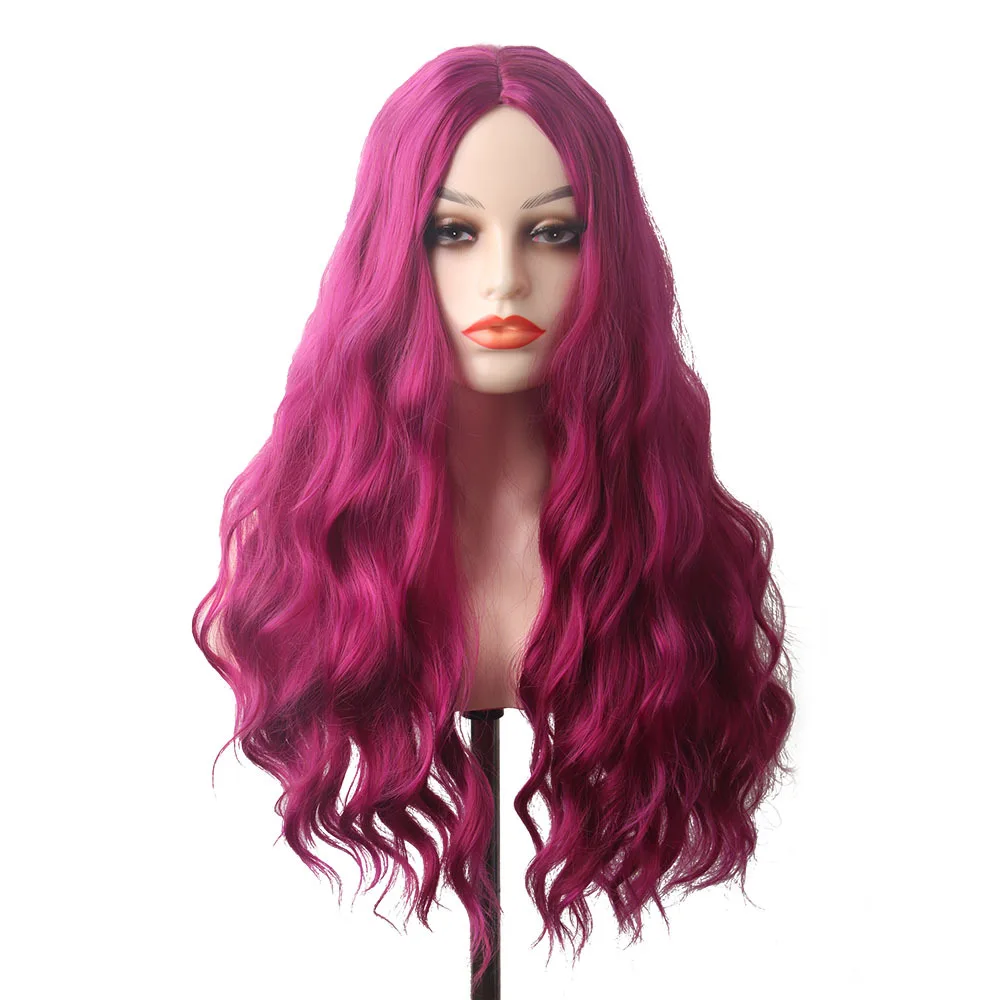 

Rose net corn whisker wig head cover women's center split water ripple long curly hair wool roll