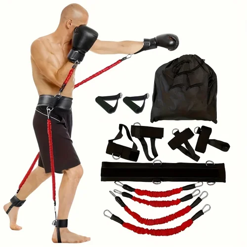 Imagen 2 del producto Juego de entrenamiento de boxeo resistente de 12 piezas para MMA, boxeo en casa y Taekwondo-equipo de fuerza de cuerpo completo para brazos y piernas