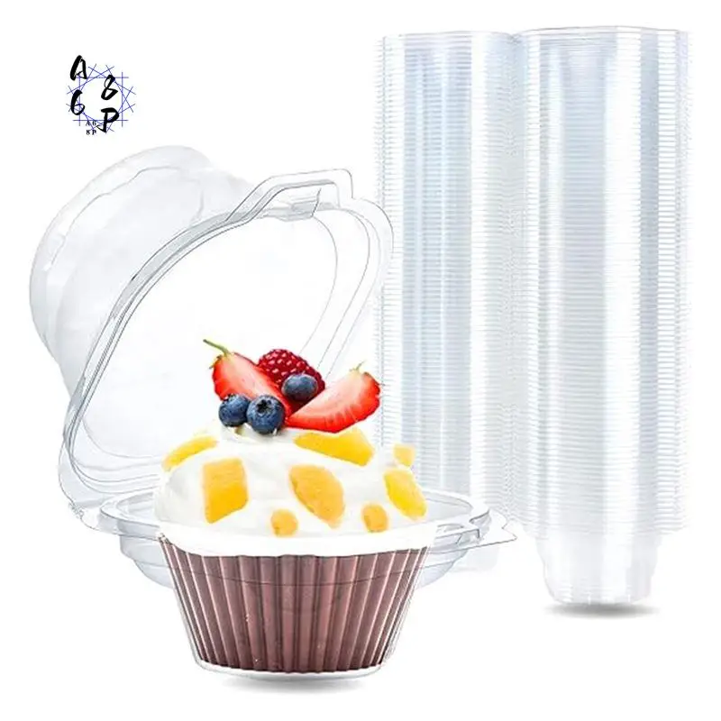 A68P-100 Pcs Individual Cupcake Containers Set Cupcake Holders With Lid, Single Compartment Muffin Carrier