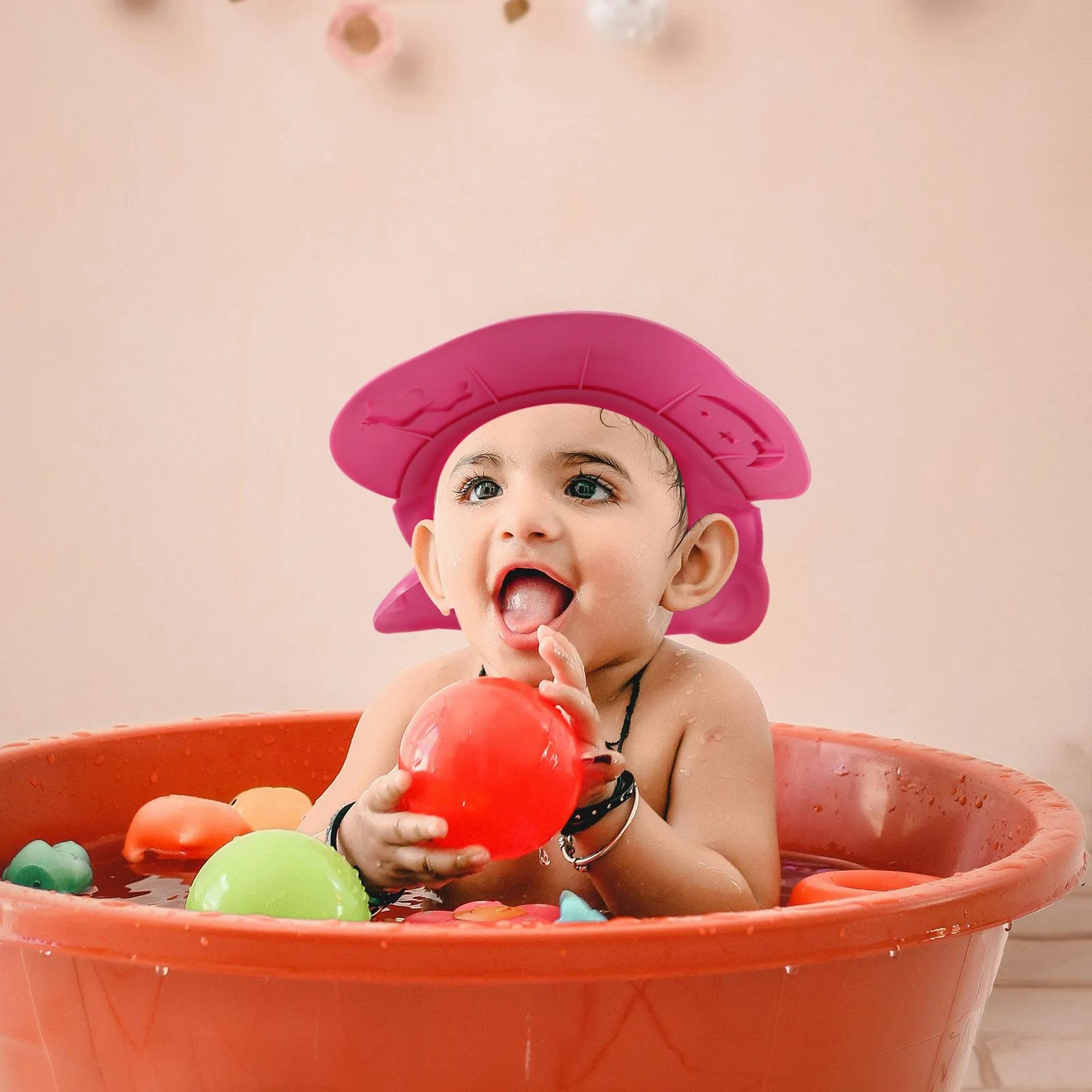 

Силиконовая регулируемая шапочка для мытья волос для детей, защита для ушей малышей при купании