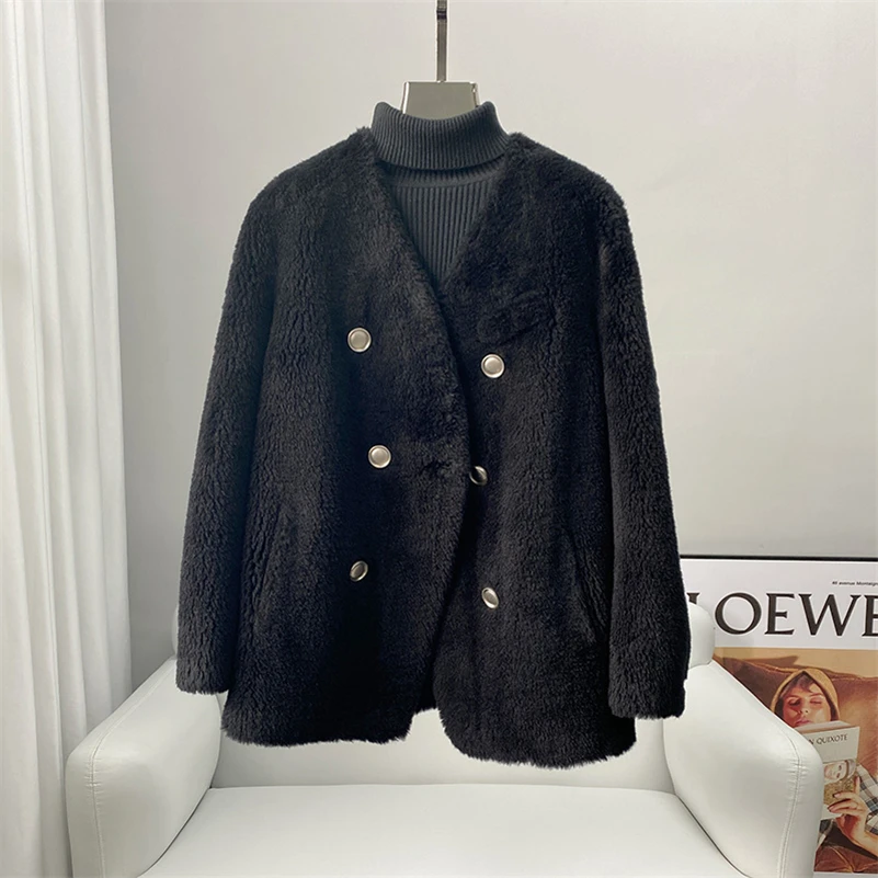 Aorice Vrouwen Echte Wol Bontjas Parka Nieuwe Winter Warm Vrouwelijke Schapen Scheren Jassen Over Size Overjassen CT205