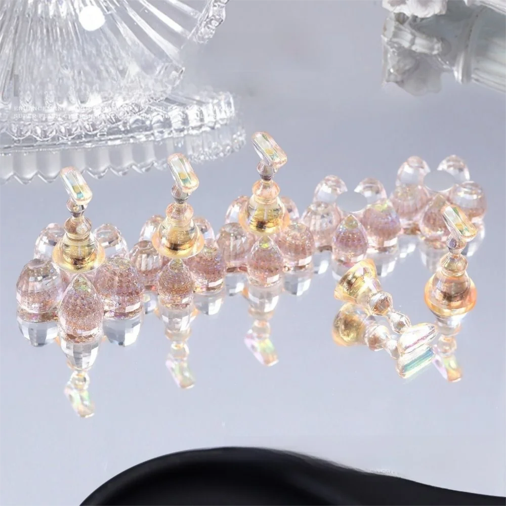 クリスタルフラワー形状磁気ネイルホルダー光沢のある 5 ネイルホルダーネイルチップ練習スタンドグリッタースパンコールプレスオン