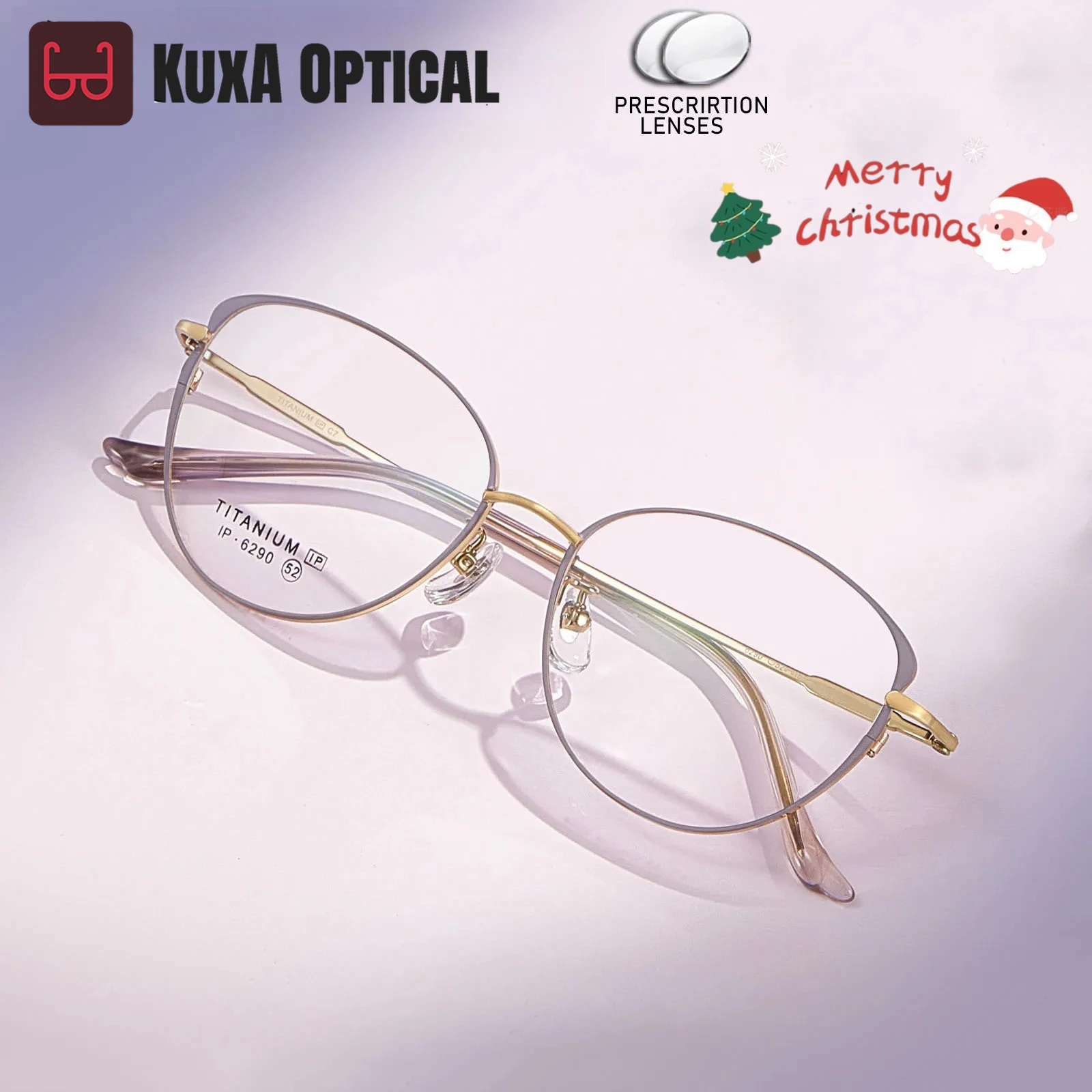 

KUXA женские фиолетовые очки «кошачий глаз» из чистого титана, линзы по рецепту для близорукости и дальнозоркости, ADD, прогрессивные, оптические, с защитой от синего света