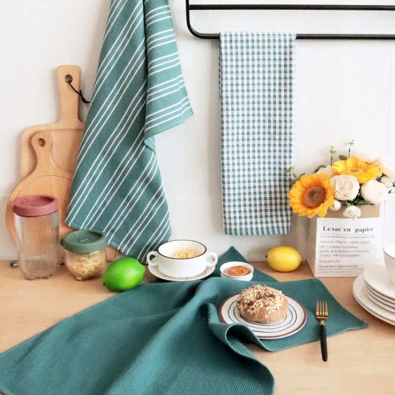 

3Pcs/set 45x60cm Cotton Waffle Dinner Table Napkins Kitchen Tea Towels Absorbent Dish Cleaning Cloth