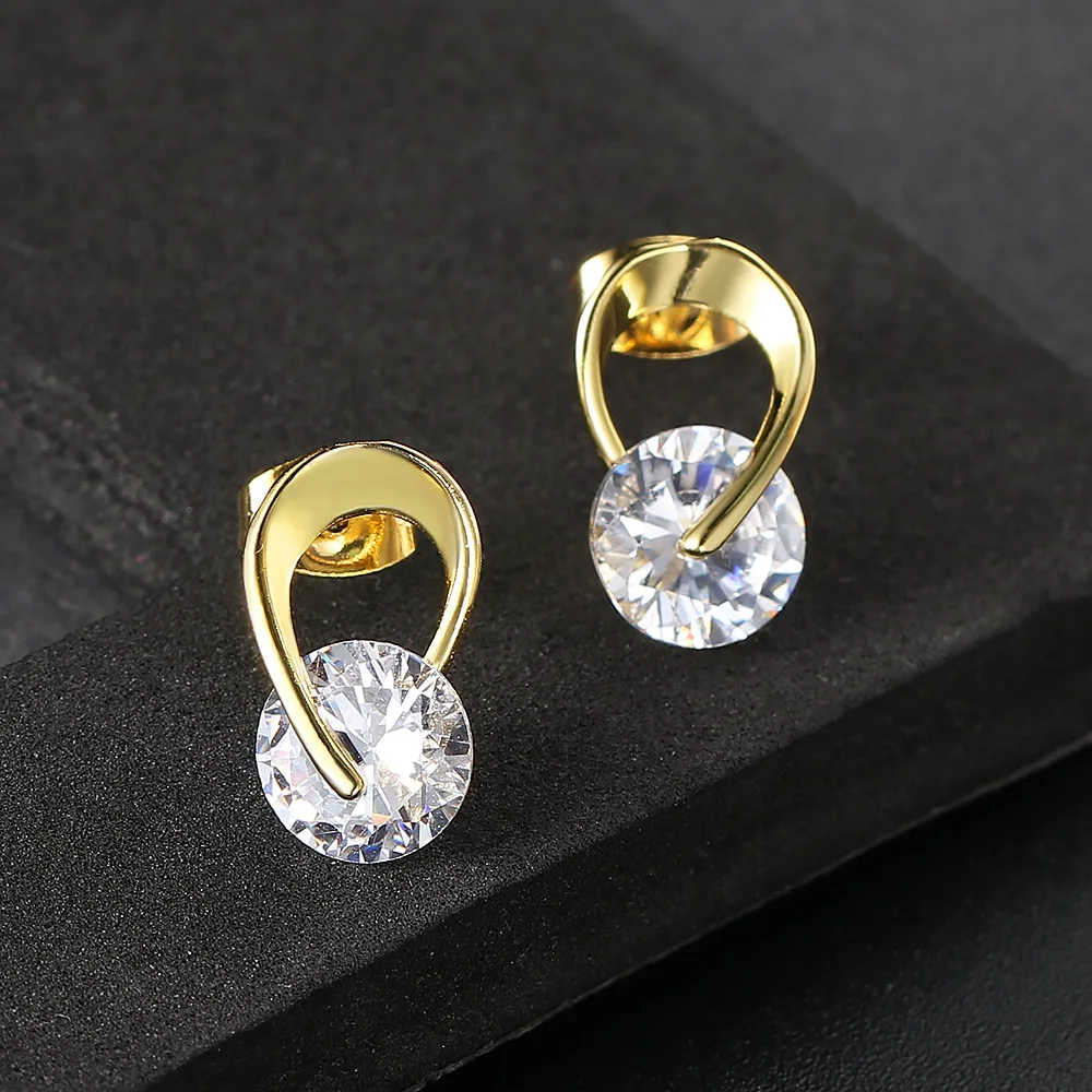 ZHOUYANG Stud Earring For Women Simple Style Cubic Zirconia Rose Gold Color Silver Color Party Daily Fashion Jeweley KAE070