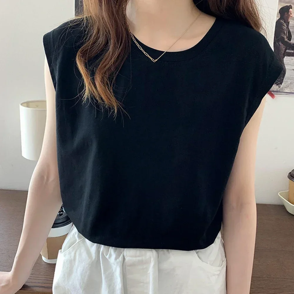 Fashion For Women Japanese Loose Korean Korean Top Large Size Light Khaki Loose Fashion Summer Vest Student Top Black