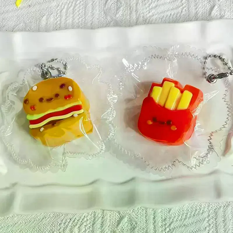 ของเล่นบีบคลายเครียดรูปอาหารน่ารัก เฟรนช์ฟรายส์ เบอร์เกอร์ ของเล่นซิลิโคนบีบเล่น ของเล่นคลายเครียด ของเล่นบีบช้าคืนรูป ของเล่นพวงกุญแจ ของขวัญ