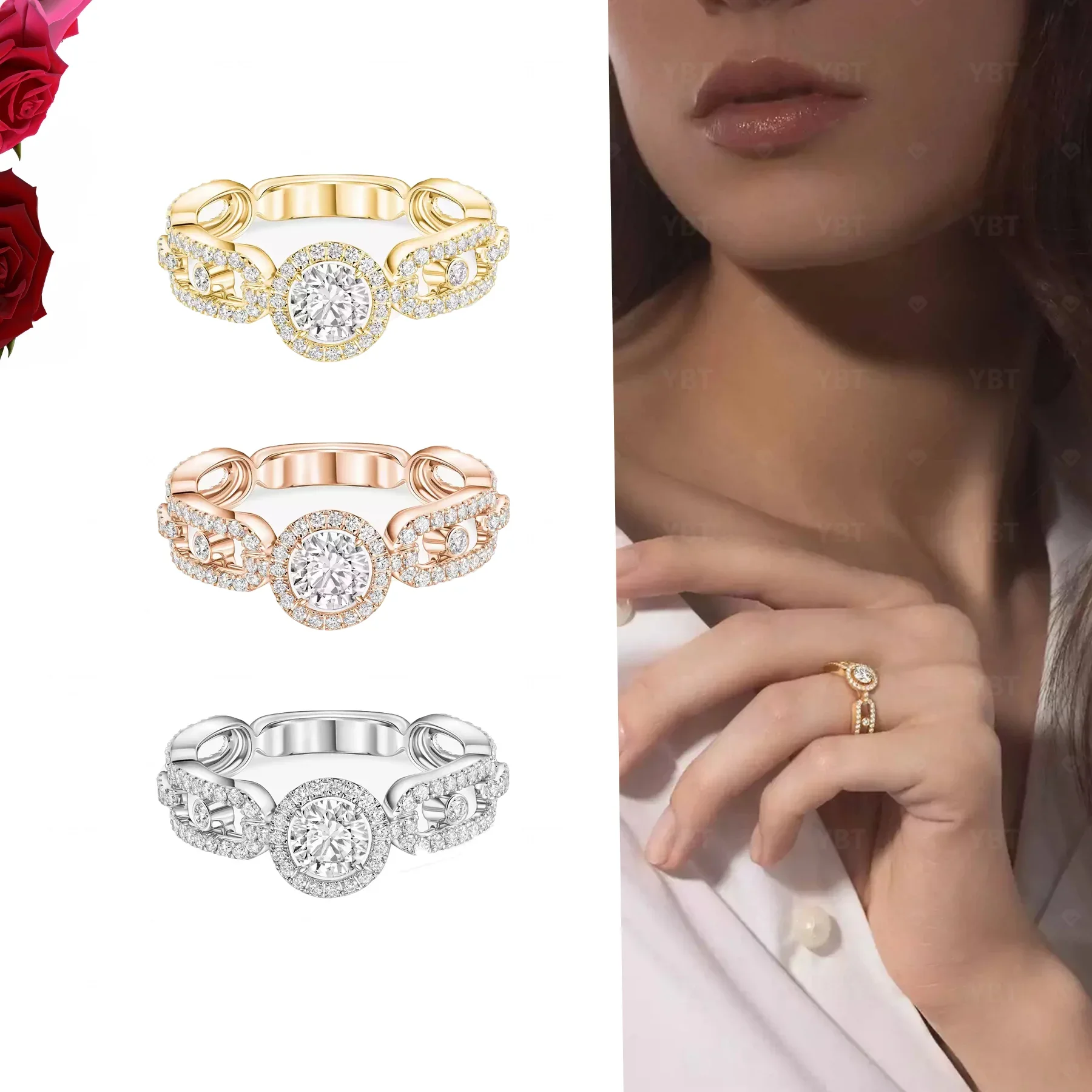 2024 New S925 Diamond Inlaid Personalized Luxury Design Women's Holiday Gift Ring