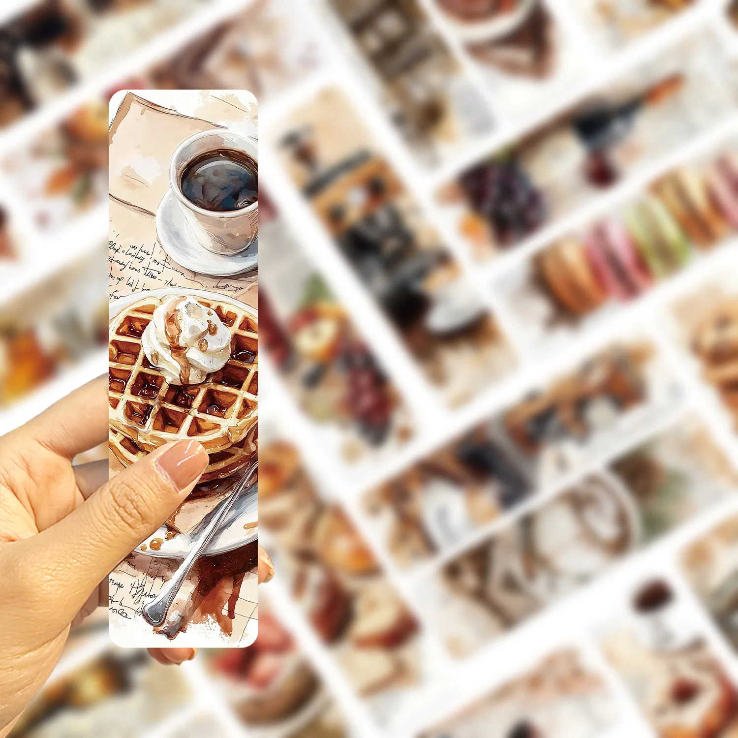 30PCS Retro Afternoon Tea Bookmark Wine Cake Coffee Dessert Bread Creative DIY Reading Paper Book Page Marking Card