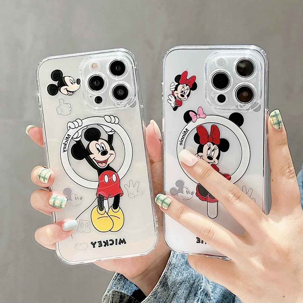 Cartoon Mickey Minnie for Magsafe Magnetic Phone Cases for IPhone 15 14 13 12 11 Pro Max 14 Pro Couple Anti-drop Soft Back Cover