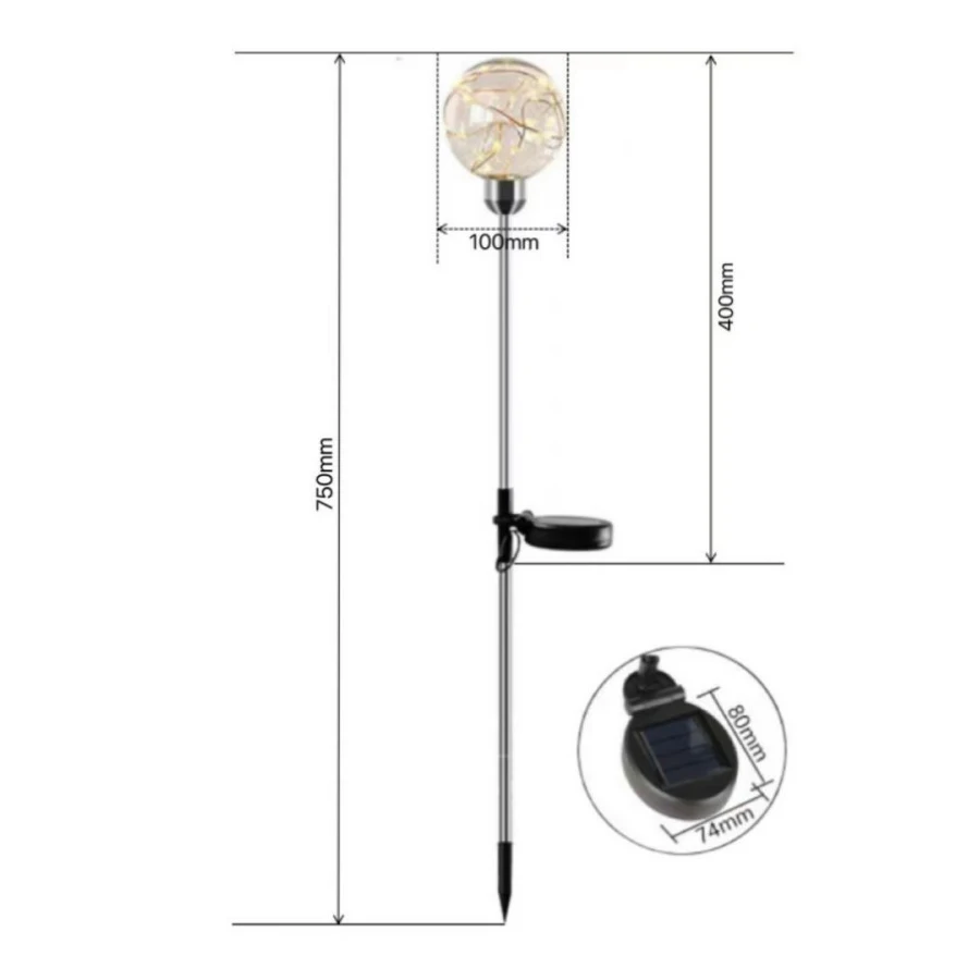 أضواء فناء تعمل بالطاقة الشمسية، أضواء كروية من الأسلاك النحاسية المقاومة للماء في الهواء الطلق، أضواء حديقة ملونة، كرات أمنية، أضواء أرضية الحديقة