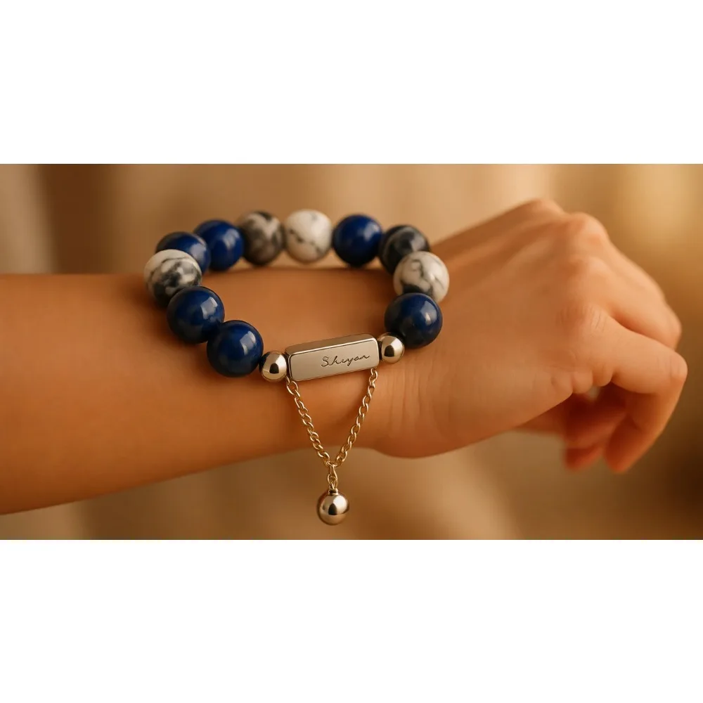 

Регулируемые браслеты из бусин 10 мм для мужчин: синий тигровый глаз, говлит, обсидиан, агат, гематит. Подарок.