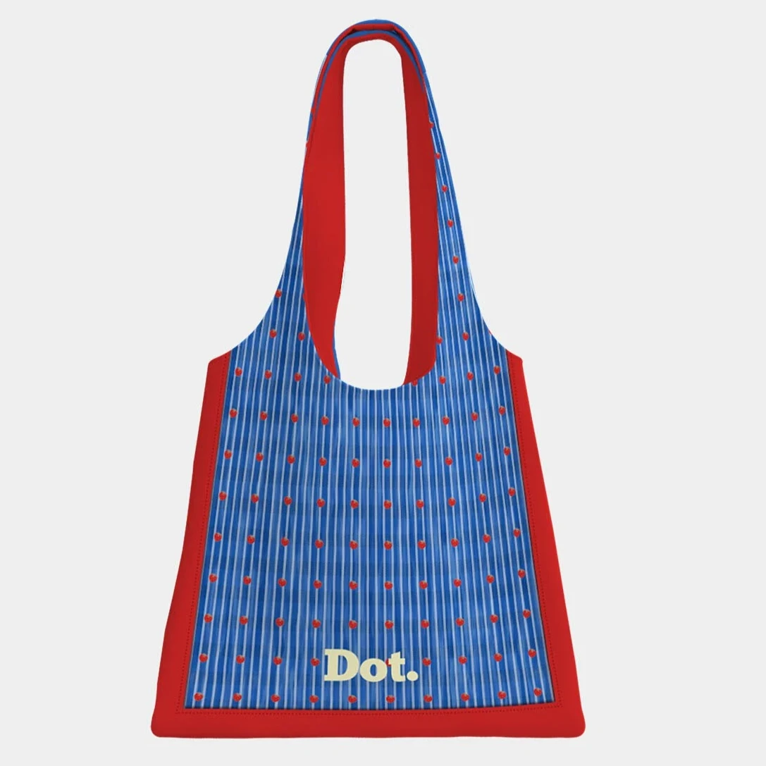 Polka-Dot Canvas Backpack Red and Blue Korean-Style Casual Look Backpack for Students Office Workers and Commuting to Class