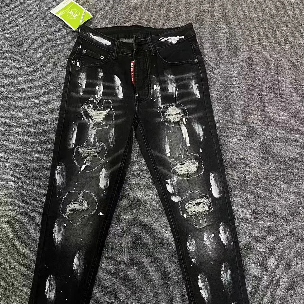 

Мужские джинсы Waed American Style, белые, зауженные, эластичные, с узкими штанинами, молодежные, модные, повседневные, из хлопка и полиэстера