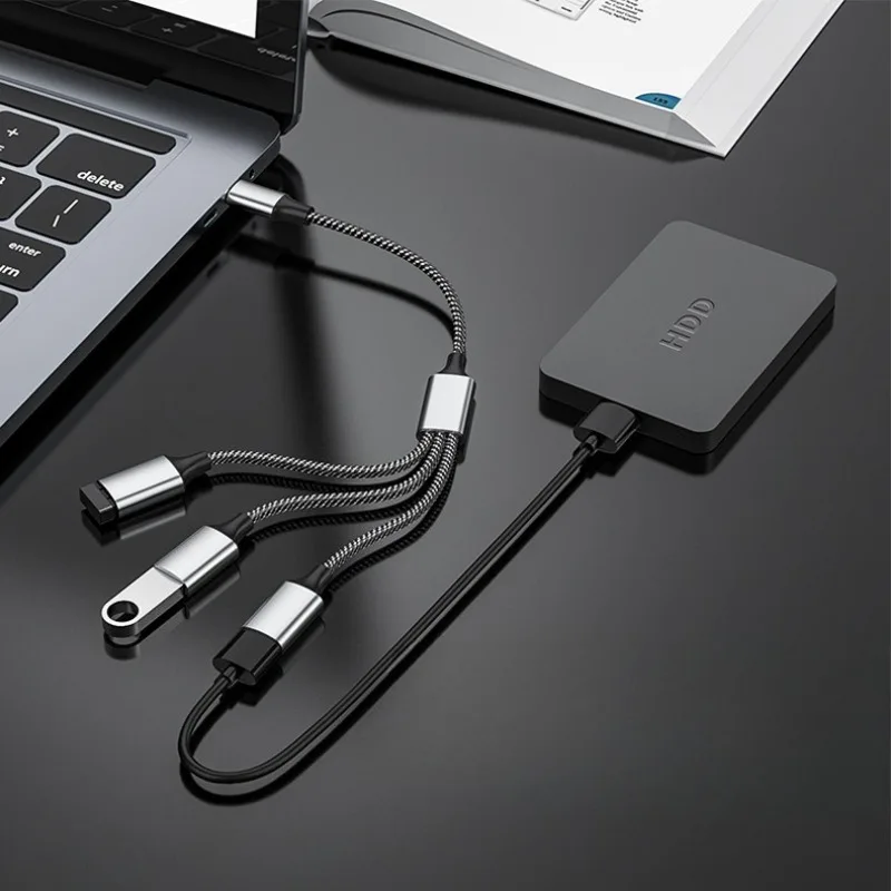 

Multiport Adapter Type-C To USB OTG Dongle for MacBook Pro Air Laptop Phone Tablet Aluminum Portable Dock