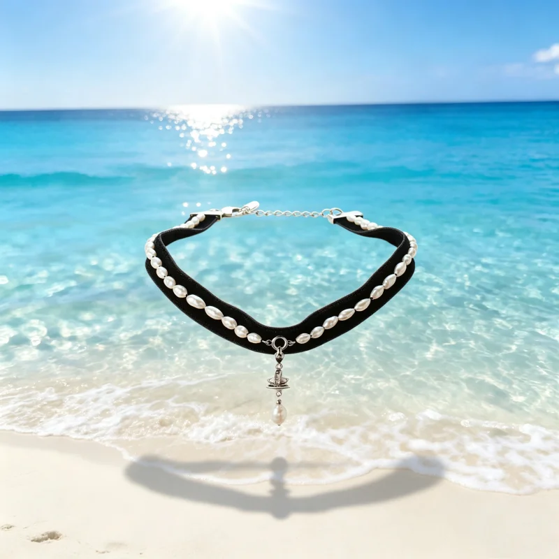 925 Silver European and American Exquisite Jewelry MALEKSA Baroque Ribbon CHOCKER Women's Necklace
