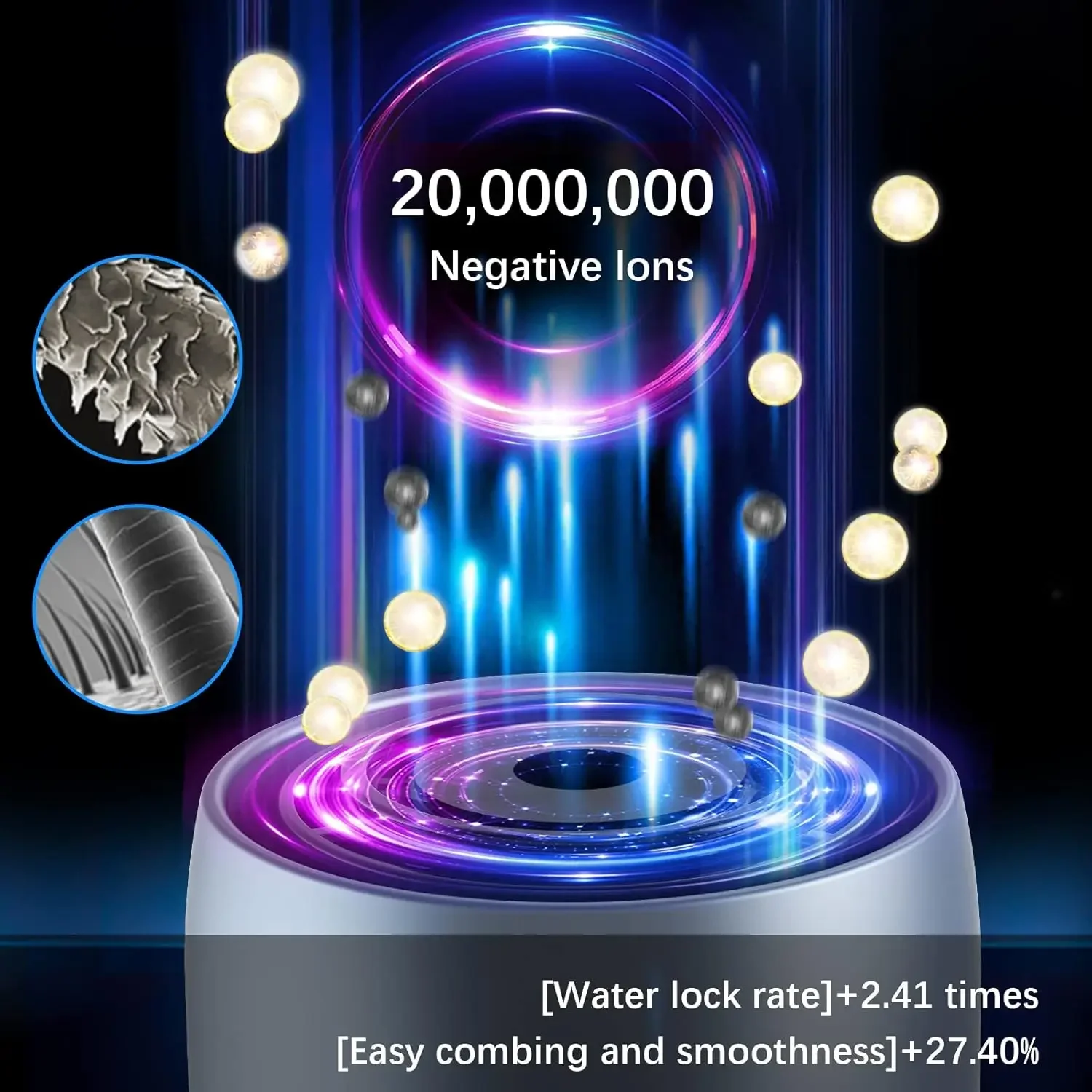 Brushless Motor Ionic Hair Blow Dryer with Diffuser, Magnetic Nozzles, 0.83Pound, 2000W, 60dB, 3 Heat Settings & 3 Speed & Cold