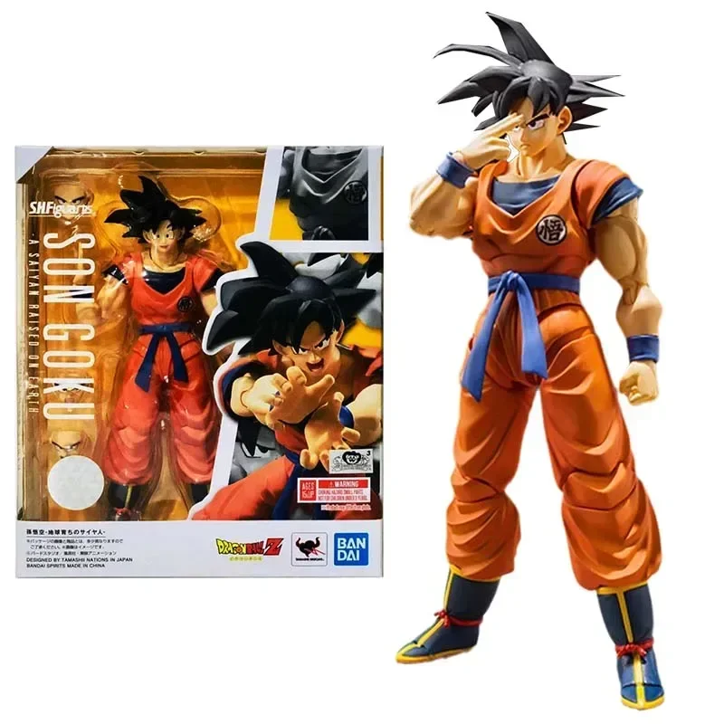 En Stock Bandai Dragon Ball 2,0 SHF Son Goku pelo negro serie de figuras de acción modelo juguete colección de regalos para niños