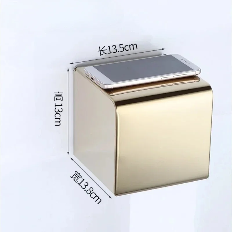 

Stainless steel bathroom paper box wall mounted toilet paper box waterproof roll paper without punching