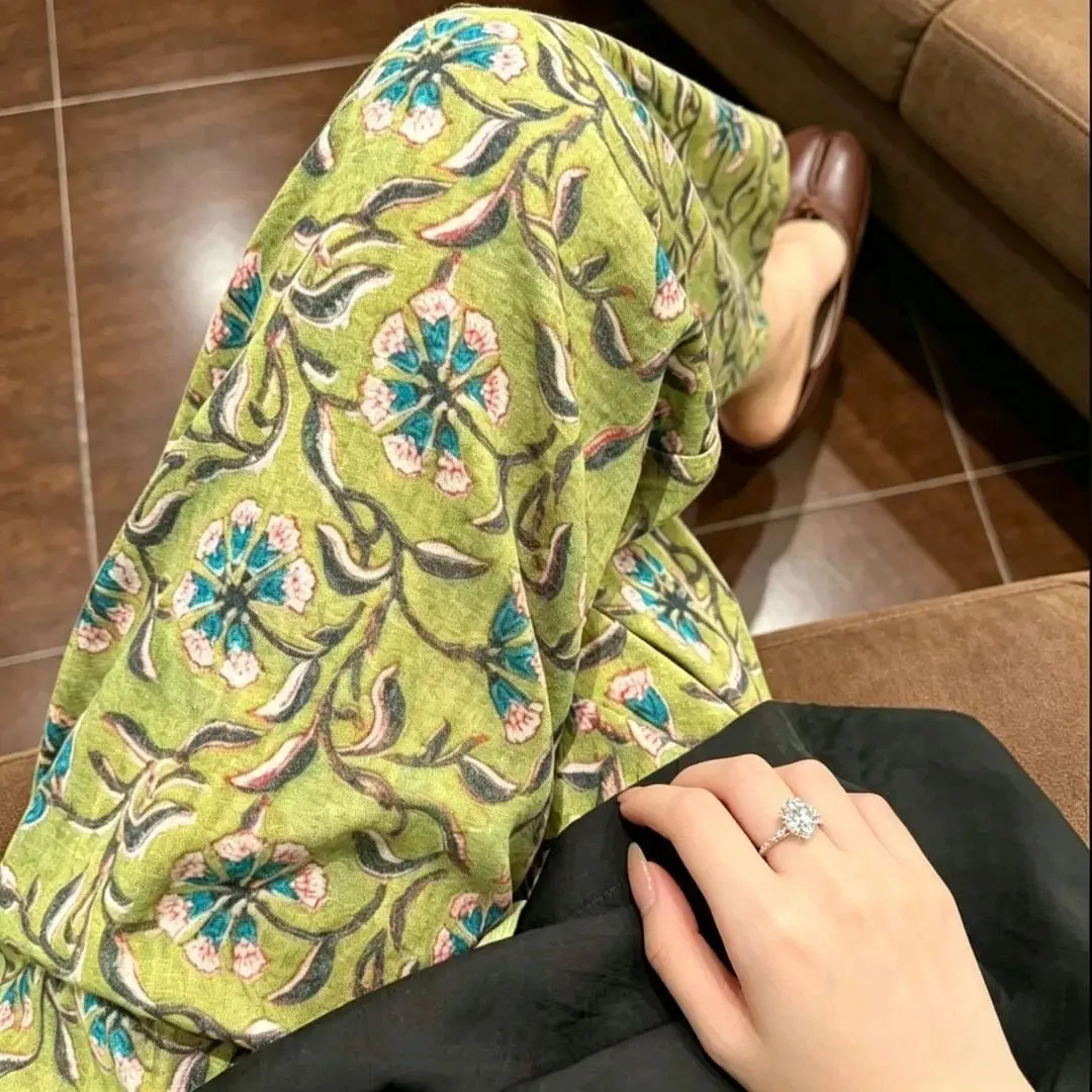 New Arrival Casual Silk Wide Leg Pants Asymmetric Design Commute Style Floral Print High Waist Ladies Summer 2026