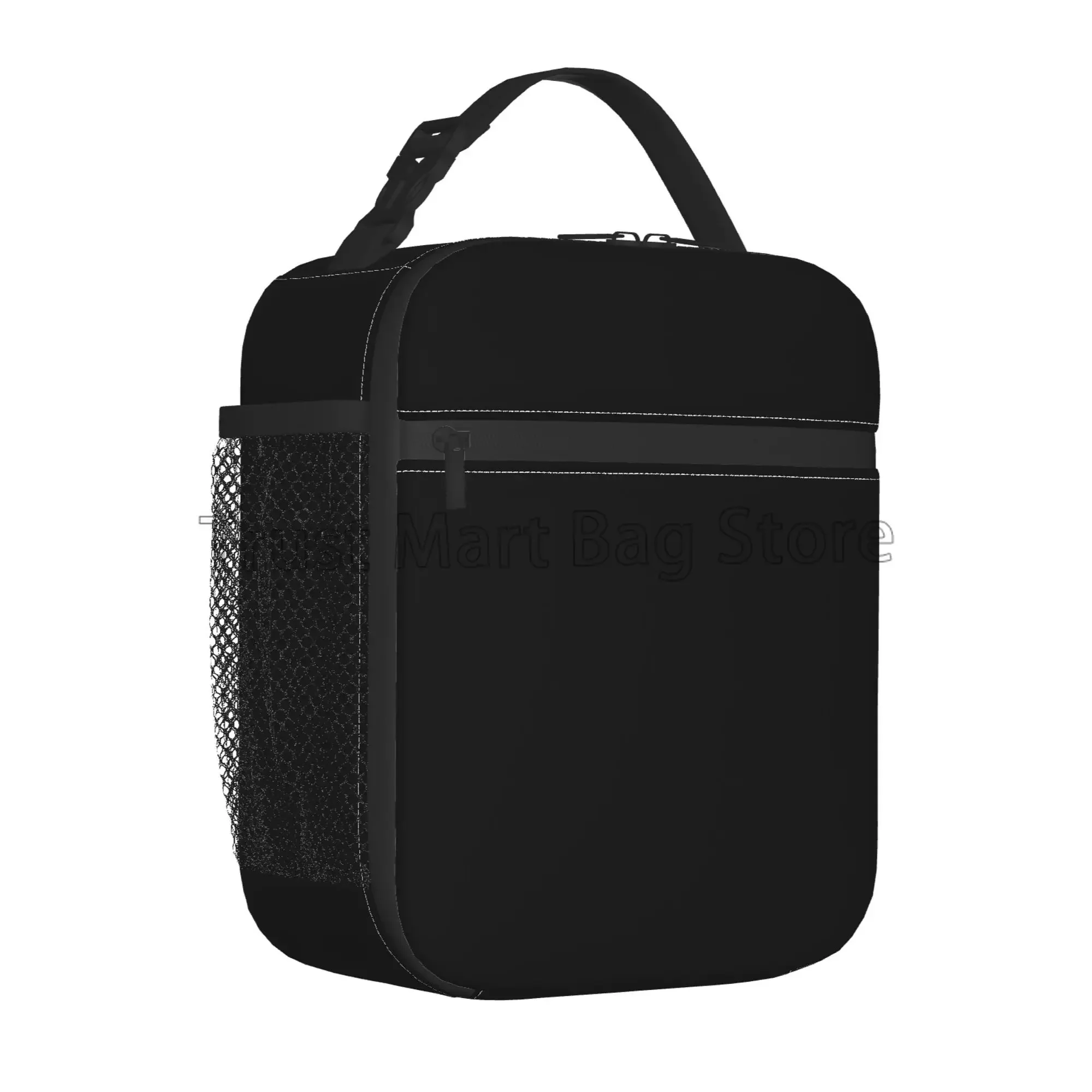Black Insulated Lunch Bag Custom Solid Color Reusable Portable Waterproof Thermal Lunch Box Bento Tote for Office Work Picnic