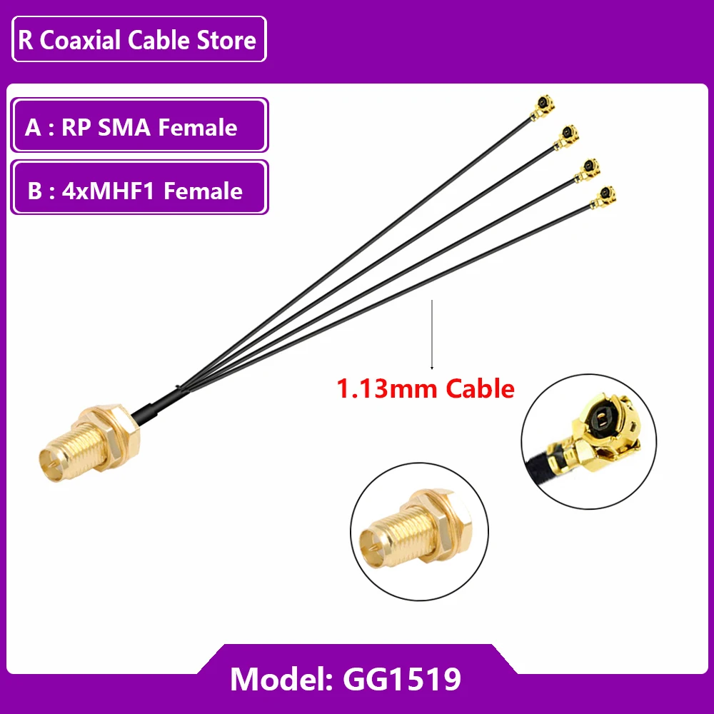 1to2 1to3 SMA Splitter Cable SMA Female to 2 x u.FL MHF Female RG1.13/0.81MM Pigtail Jumper WIFI Antenna Extension Coaxial Cable