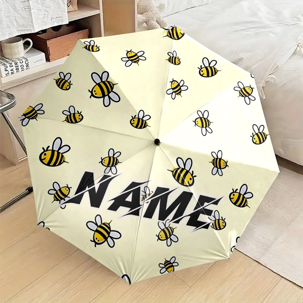 Custom Name Umbrella, Cute Yellow Bee Pattern with 