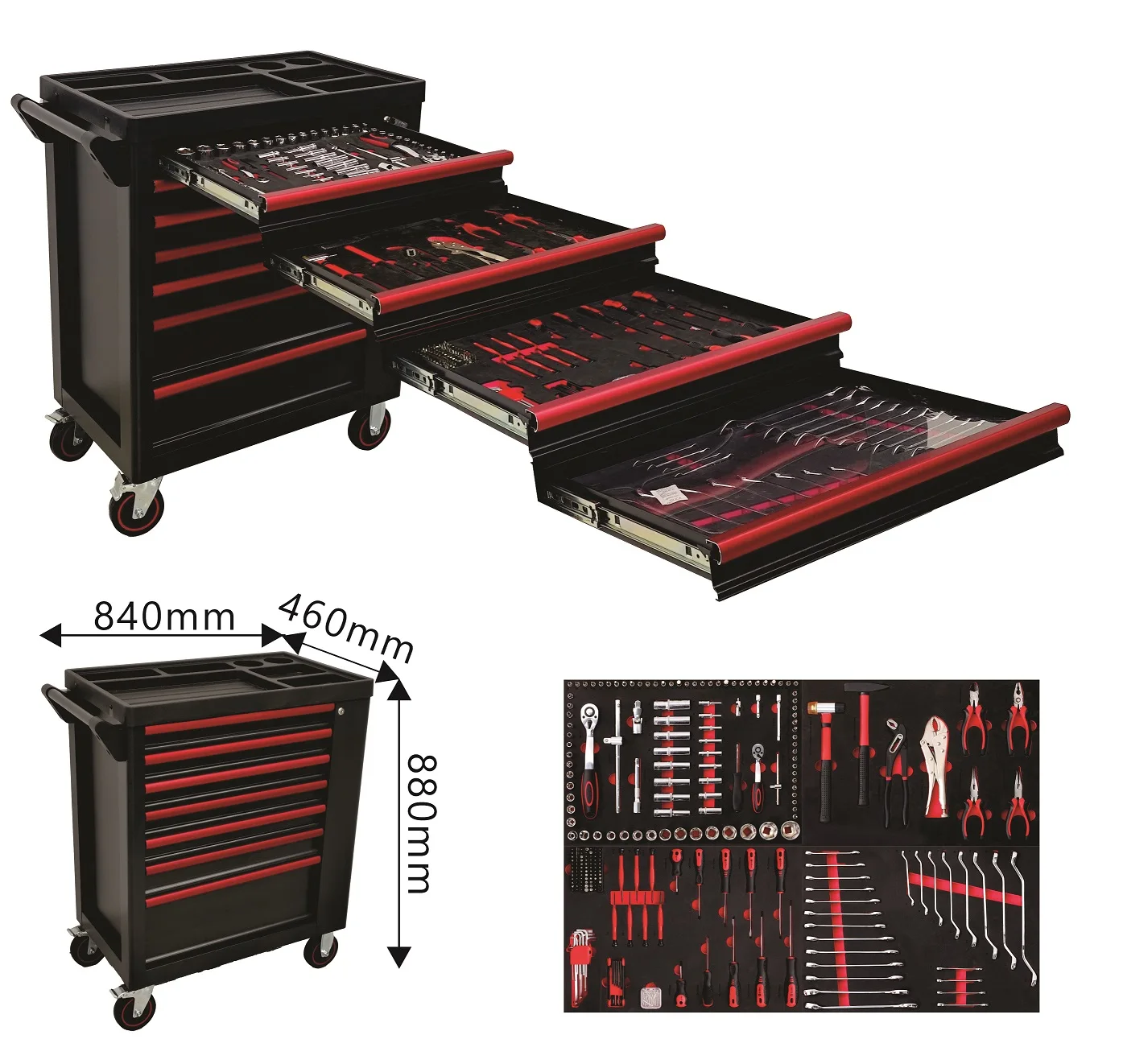 Customized 7-Drawer Tool Cabinet With Stamping Sheet Metal Efficient Machined Workstation Storage OEM Support