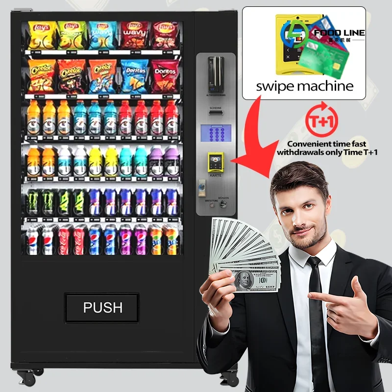 FL Gcash, NFC, Qr Codes Payment China Bulk Orders Smart  Drinks and Snack Vending Machines With Refrigerator Custom