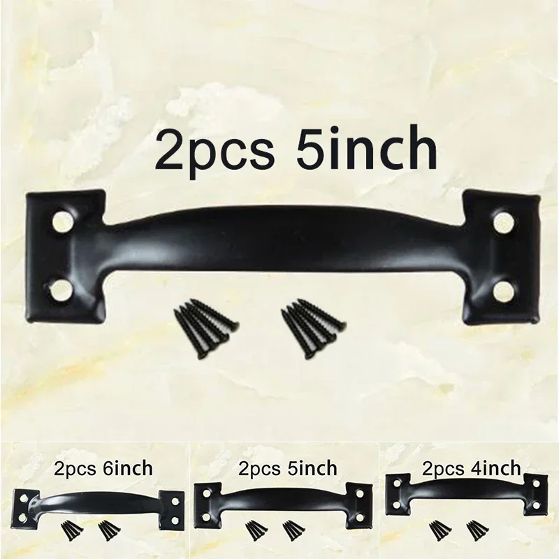 

Useful Convenient Door Handle Gate Iron Replacement Screws 2Pcs Attachment Black Garages Home Household Indoor