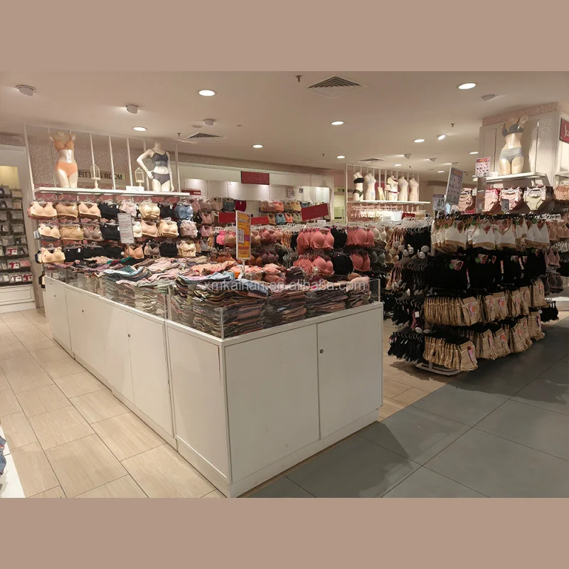 

Customize.Kainice Customized Double Sided Floor Standing Metal Lingerie & Underwear Display Rack with Pre-Assembled Base