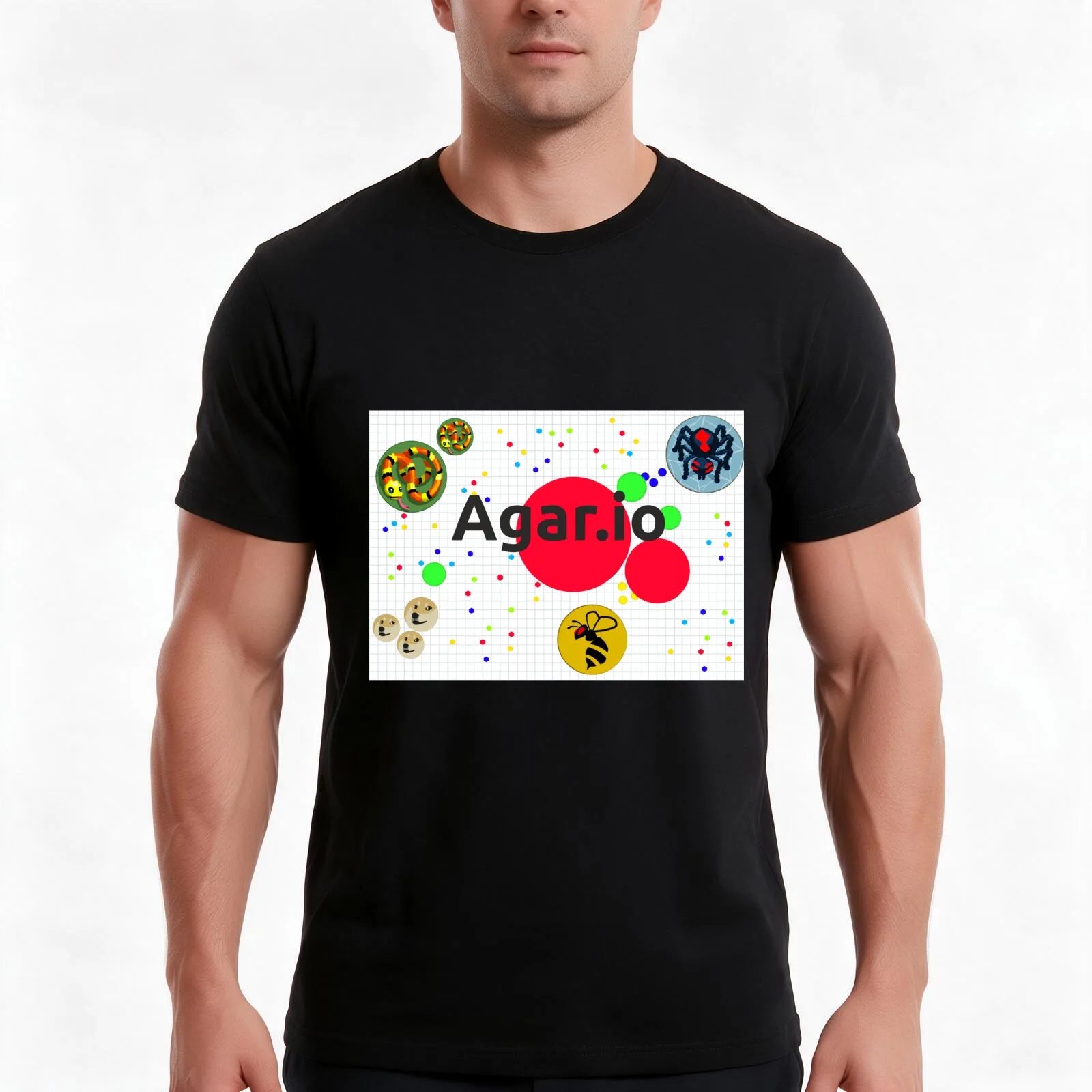 agar.io T-Shirt, Summer Casual Cotton Tee, Oversized Streetwear Tops, Vintage Graphic Print, Loose Fit Short Sleeve, 100% Cotton