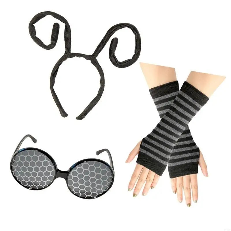 Ensemble d'accessoires Costume pour jeu rôle, bandeau, lunettes, manches bras, tissu respirant, nouvelle collection