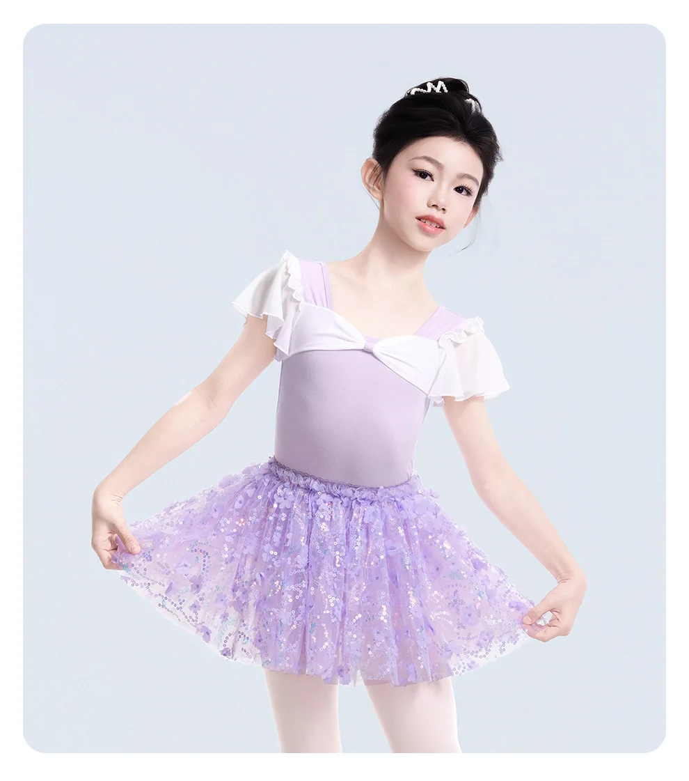 Children's Dance Clothes Girls' Tutu Three-dimensional Petal Princess Tutu Daily Practice Sequined Skirt