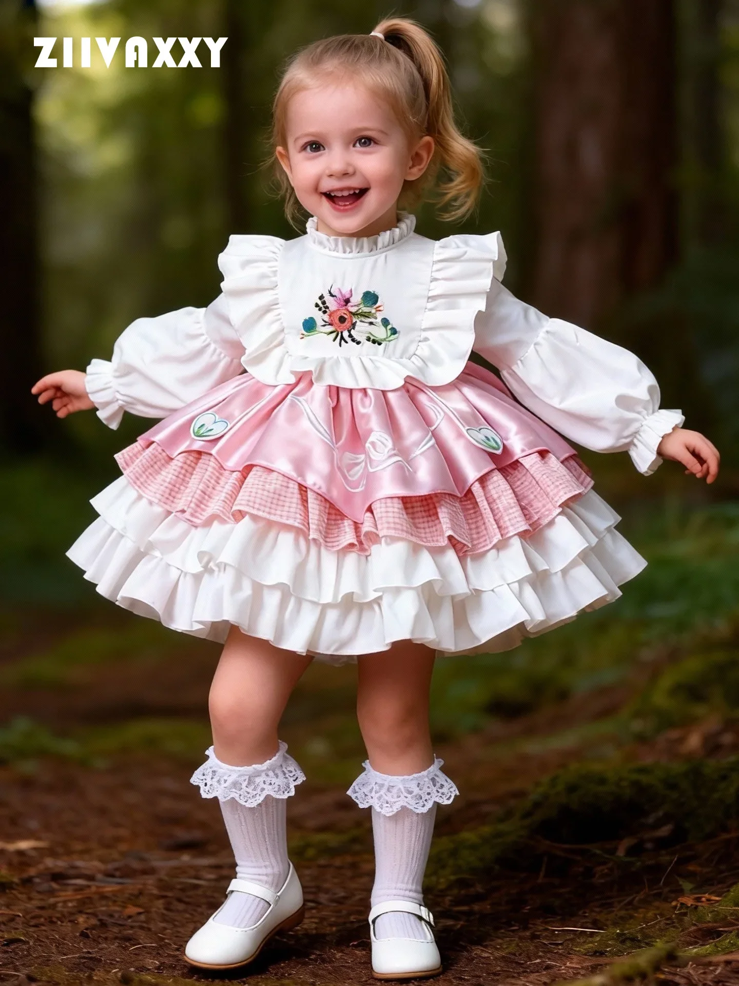 Summer Girls Lolita Lace Dress Children's Treasure Flowers Fluffy Party Wedding Christmas Ball Gown 1-10 Years