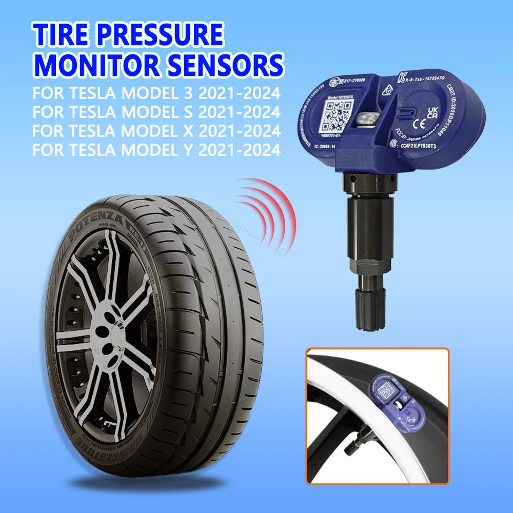 

Car 4 Sensors TPMS Tire Pressure Monitor Systems Digital Display for Tesla Model 3 S X Y 2021 2024 Accessories