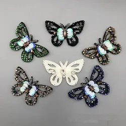 2PCS Crystal butterfly beaded sequins decorative cloth stickers beaded diy clothing accessories bag accessories hairpin decorati