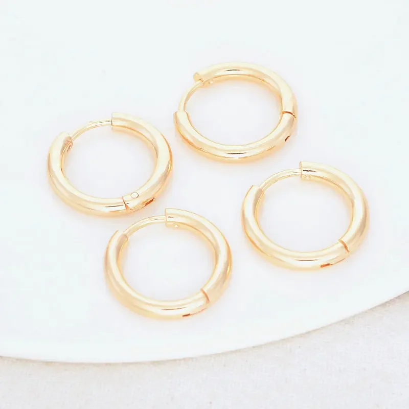 17MM 21MM 14K Gold Color Brass Round Earrings Hoops High Quality Jewelry Making Supplies Diy Findings Accessories