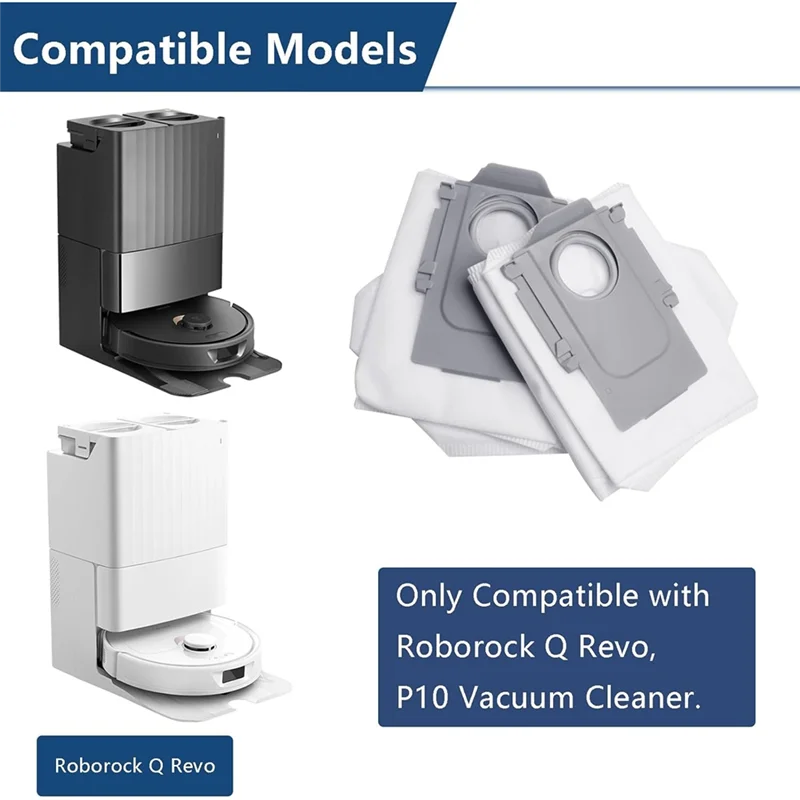 A20M 14 حزمة أكياس الغبار الأبيض والرمادي غير المنسوجة النسيج ل Roborock Q Revo جهاز آلي لتنظيف الأتربة سعة كبيرة حقيبة المتاح