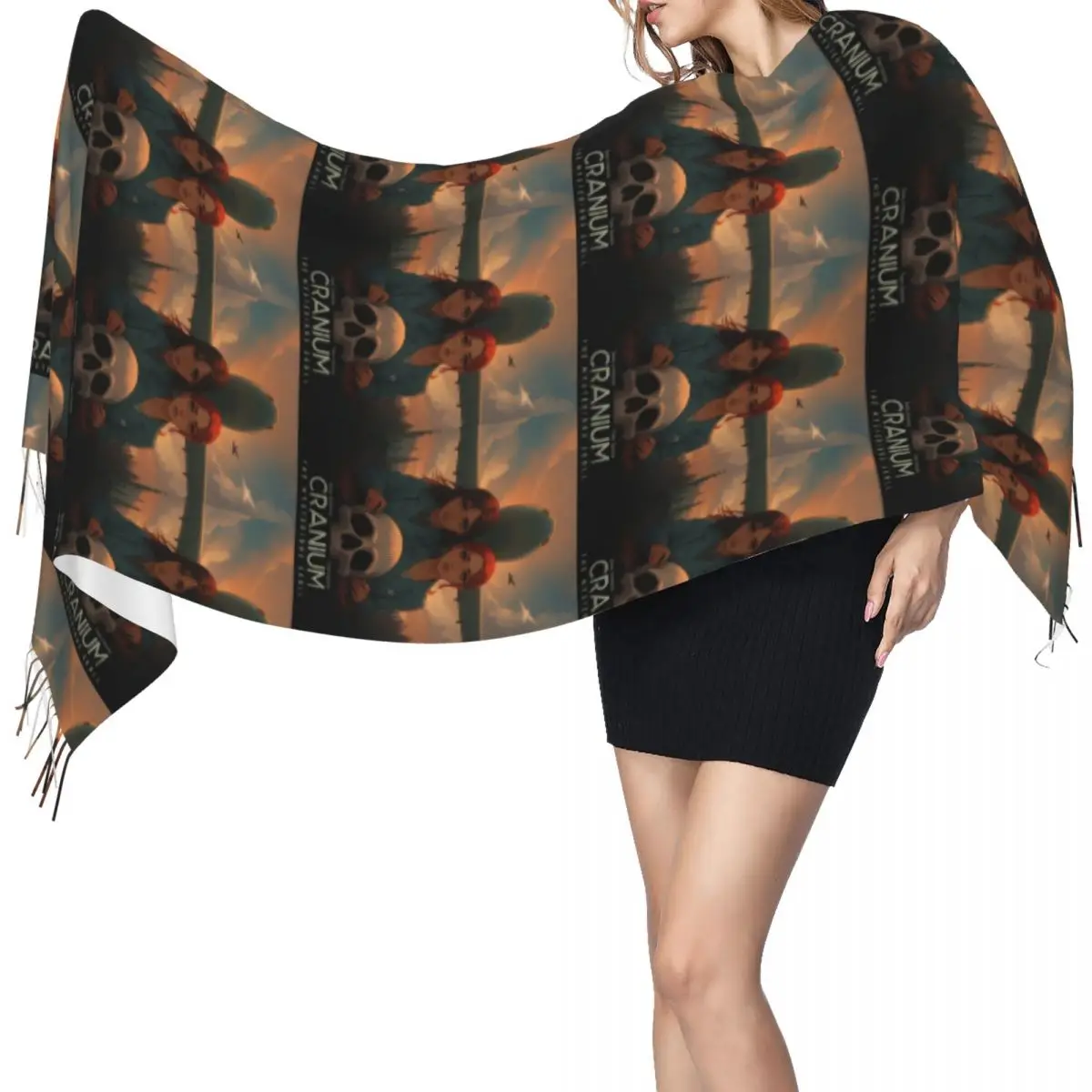 

Шарф-плакат с черепом Freenbecky, шарфы с кисточками для женщин, мягкие теплые шали и накидки, большая осенне-зимняя шаль