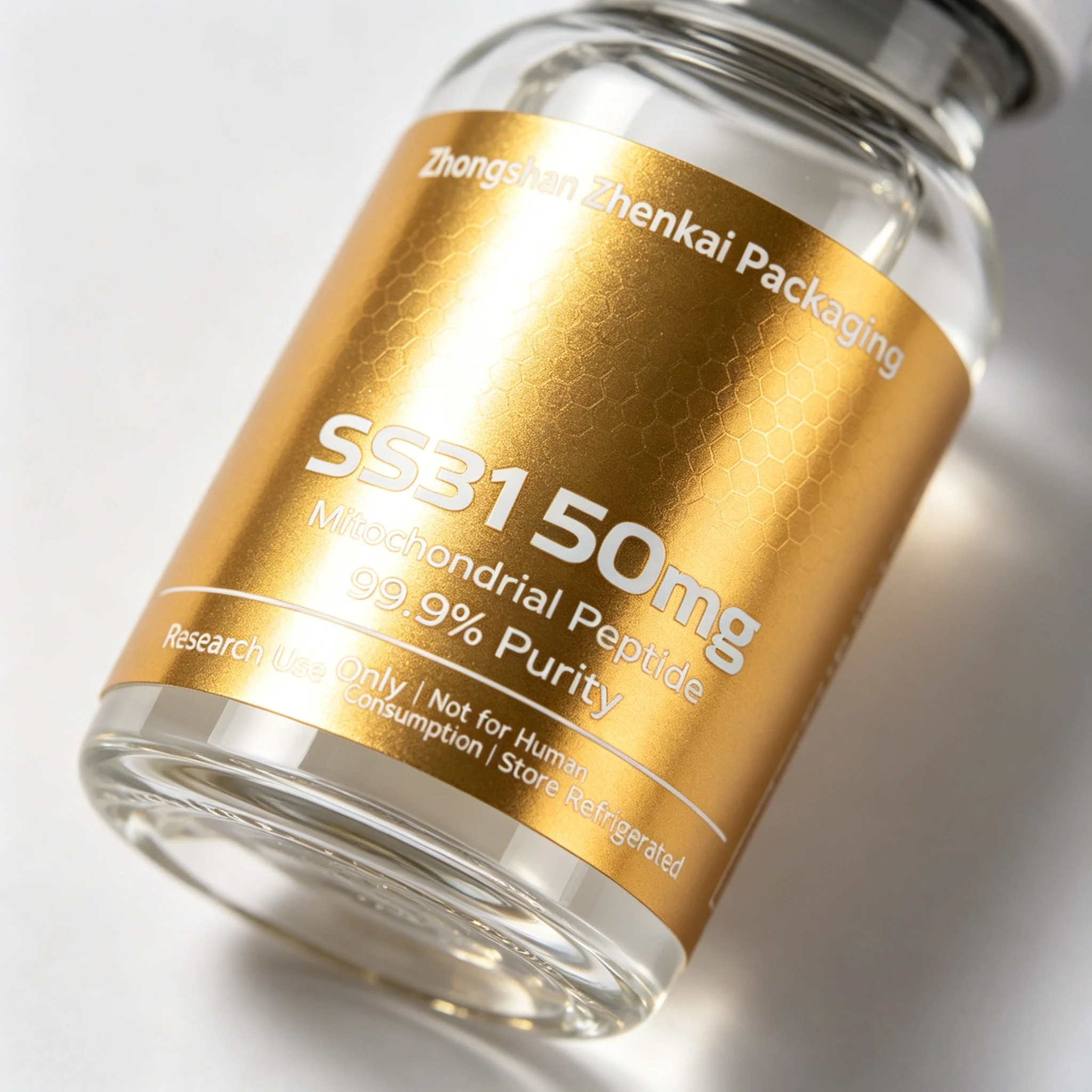 Gold Foil Adhesive Peptide Bottle Labels Waterproof Scratch Resistant HD Stickers for 3ml 5ml 10ml Medical Beauty Supplement Via