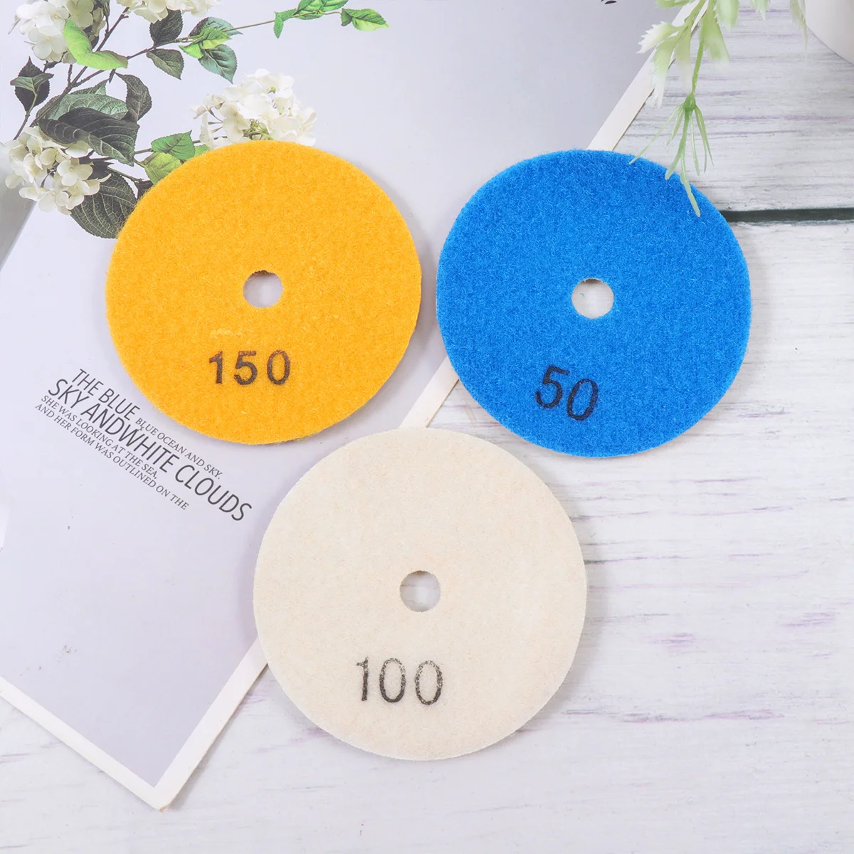 

3Pcs Wet Diamond Polishing Disc Marble Granite 3 Inch 50 100 150 Glass Concrete Polishing Pad Sander