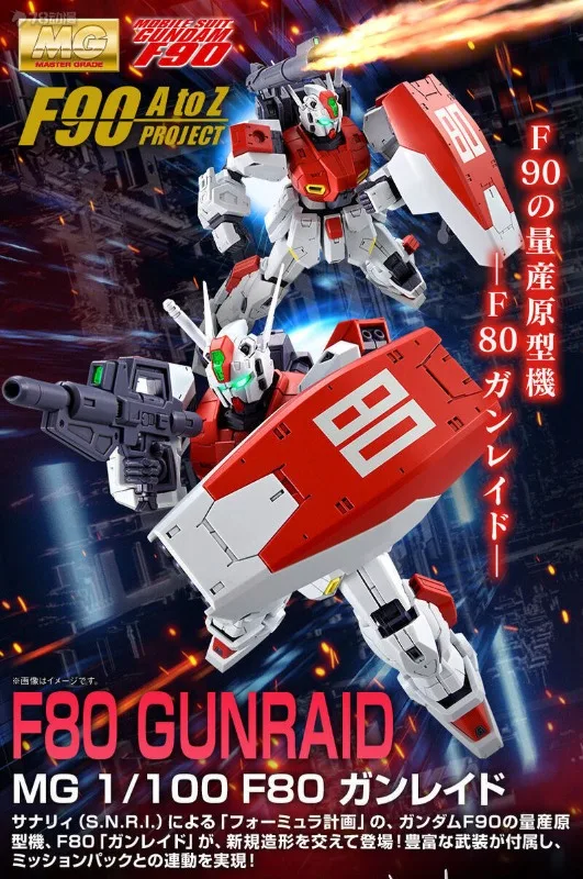 BANDAI MG PB 1/100 F80 Gunraid Action Figures Mobile Suit Gundam Anime Model Kit Original Box Toy for Boys Gift for Boys