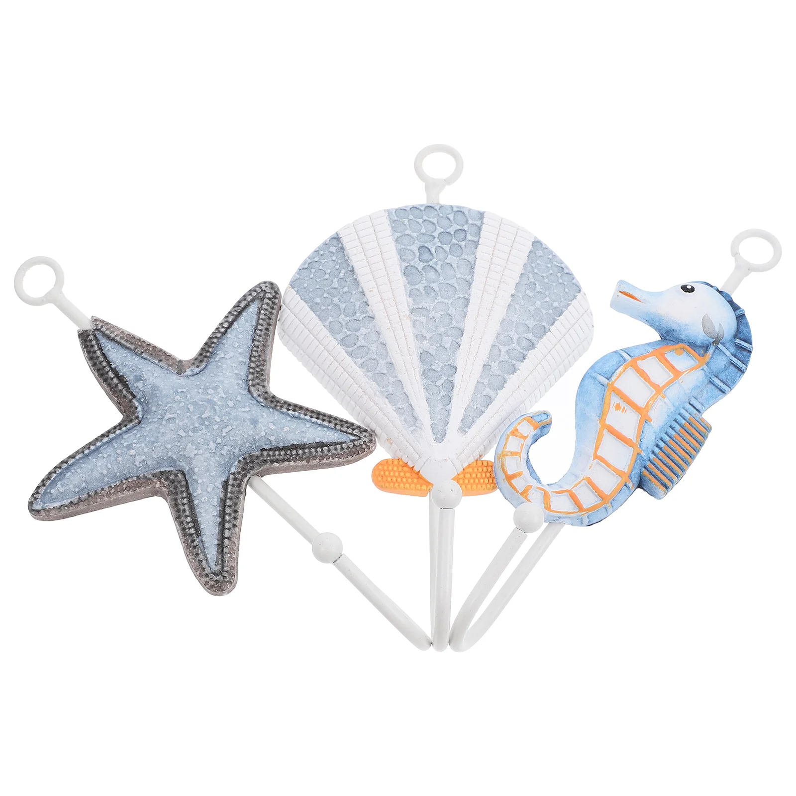 

3 Pcs Wrought Iron Wall Hook Kids Hooks Coat Bathroom for Towels Decorative Seashell Mounted Pool Child