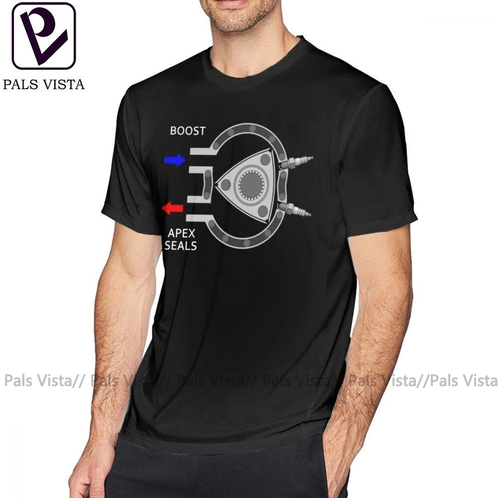 Wankel Engine T Shirt Rotary Engine Diagram Boost In Apex Seals Out T-Shirt 100 Cotton Fun Tee Shirt XXX Short Sleeves Tshirt