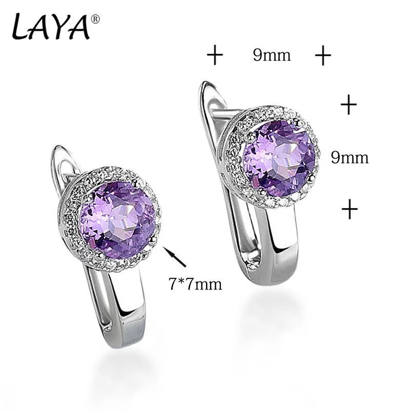 LAYA 925 Sterling Silver Vintage Gemstone Natural Colored crystal Rings Earrings Necklace For Women Wedding Engagement Fine Jewe