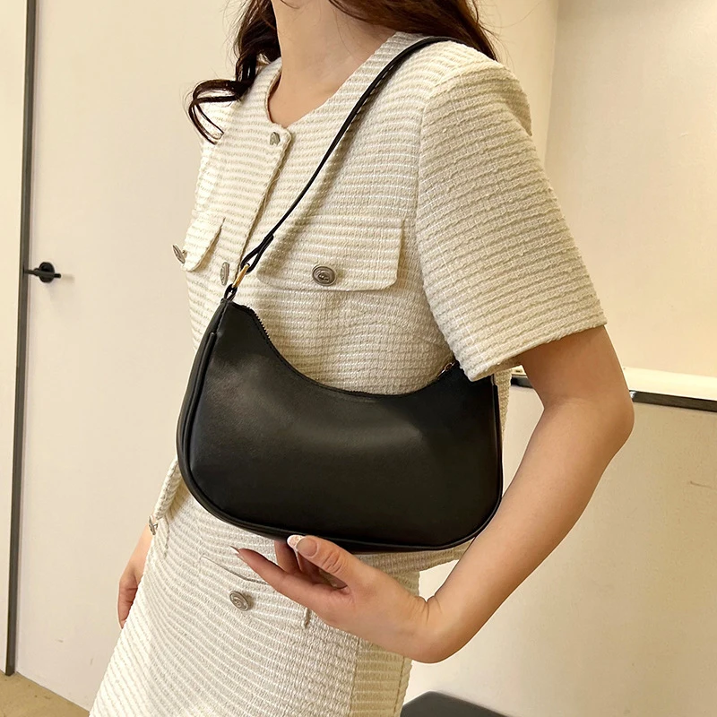 Women Shoulder Bag Luxury Designer Clutch Handbags Solid Color PU Leather Underarm Bag Female Casual Shopper Tote Hobos Bags image 3
