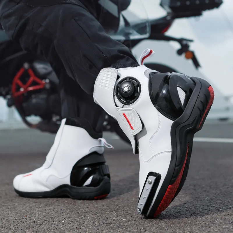 

Motorcycle Riding Boots for Men Durable Motorcycle Footwear Anti-Slip, Impact-Resistant Riding Shoes Hiking and Sports Footwear