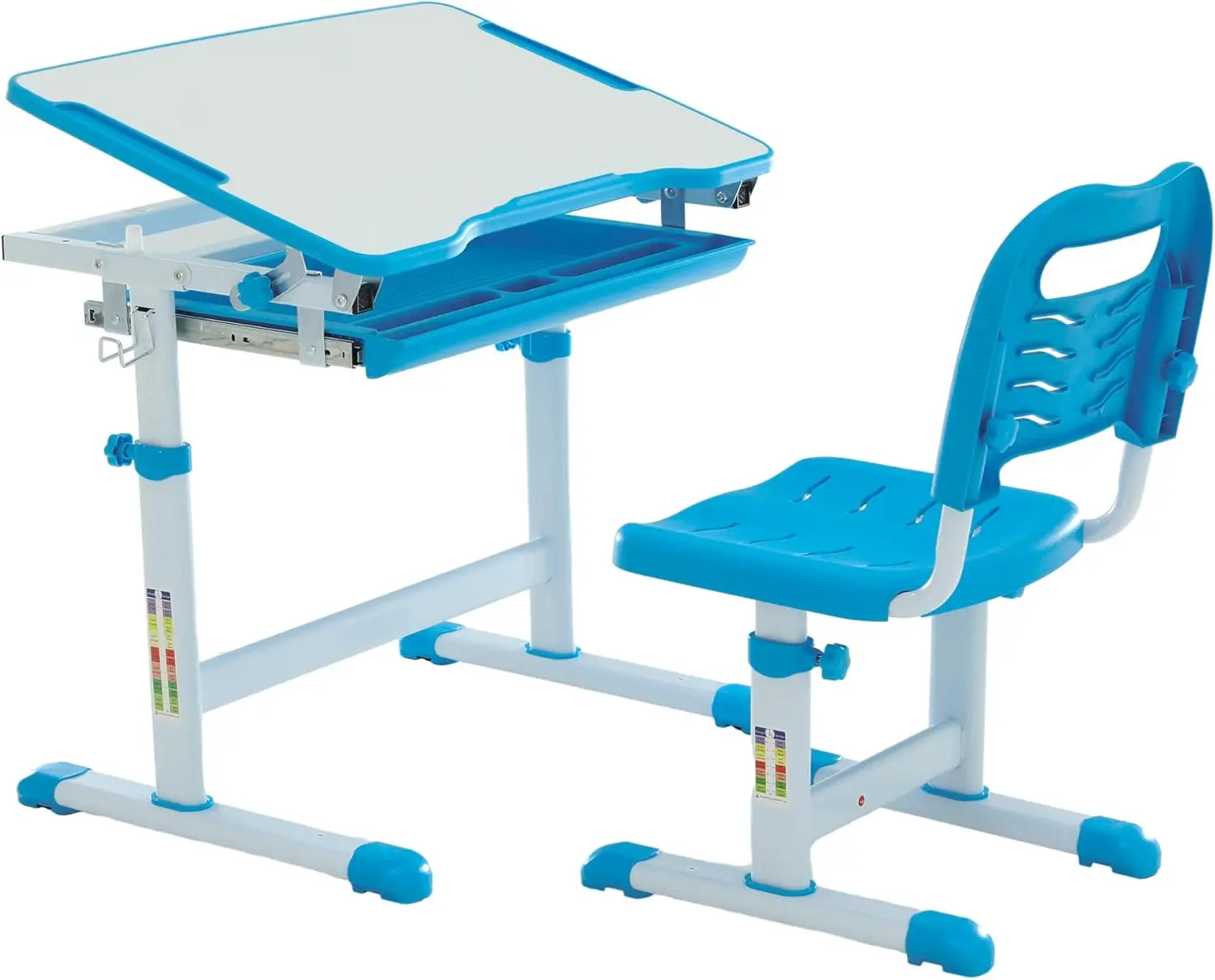 Conjunto de mesa e cadeira para crianças, mesa de estudo escolar infantil com altura ajustável e grande mesa inclinada, gancho de metal