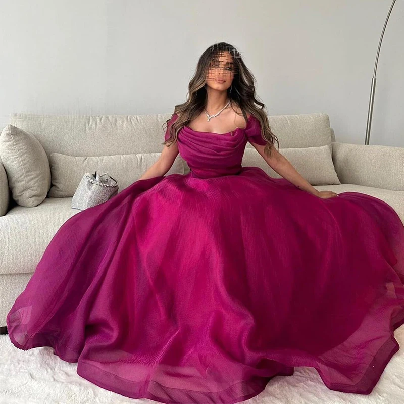 Merida Saudi Arabia Pleat Evening Prom Dresses 2024 Women Floor Length Formal Dresses Rhinestones Party Dance Custom Ball Gowns